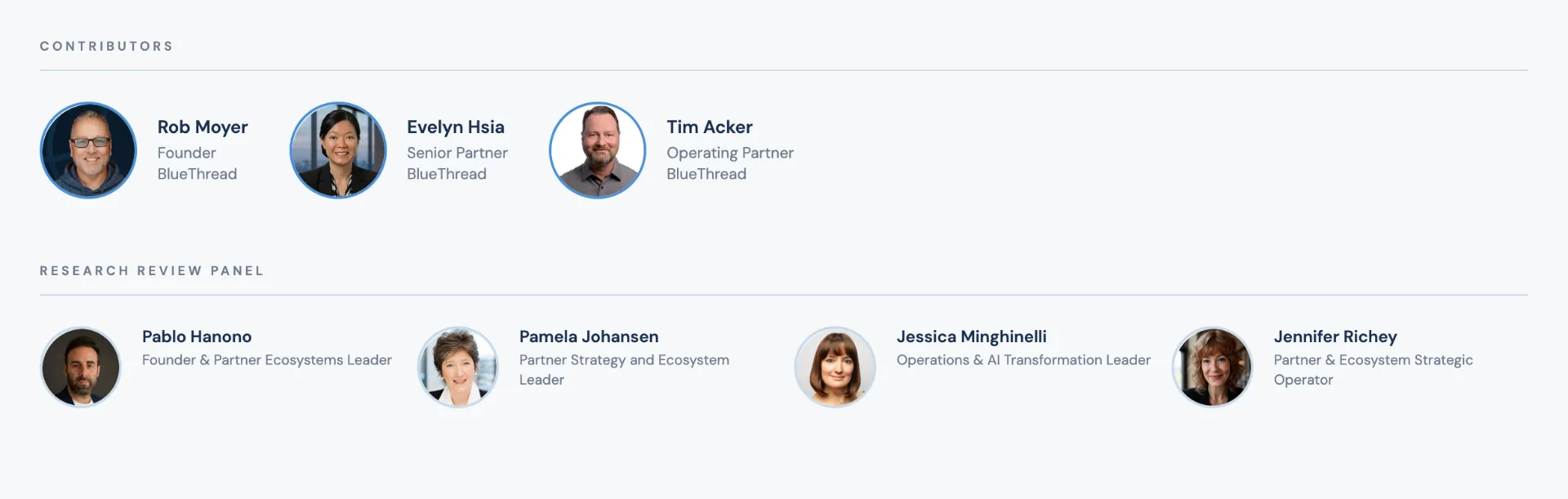 BlueThread Partner Reset contributors and research review panel